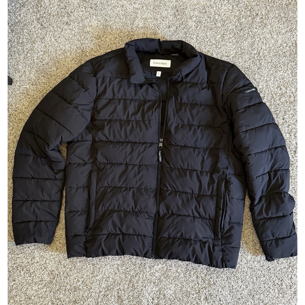 Calvin Klein Men's Black Sorona Aura Puffer Jacket Water Resistant Size L